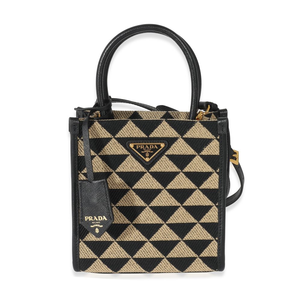 Prada Beige Black Jacquard Symbole Mini Bag
